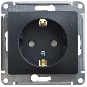 Systeme Electric Glossa Антрацит Розетка с/з со шторками, 16А