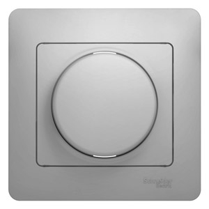 Systeme Electric Glossa Алюминий Светорегулятор (диммер) поворотный, 300Вт (в сборе с рамкой)