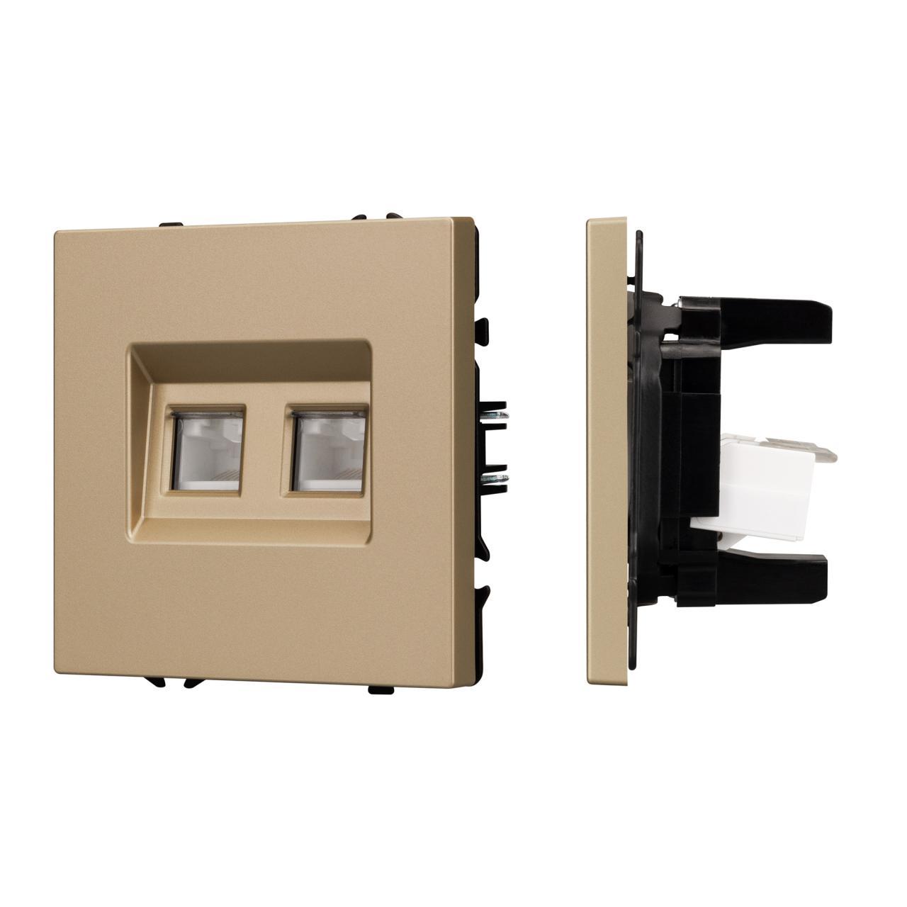 Механизм сдвоенной компьютерной розетки SCT-NOBE-MPC2-SFPL-GD (RJ-45, CAT6) Arlight 054314