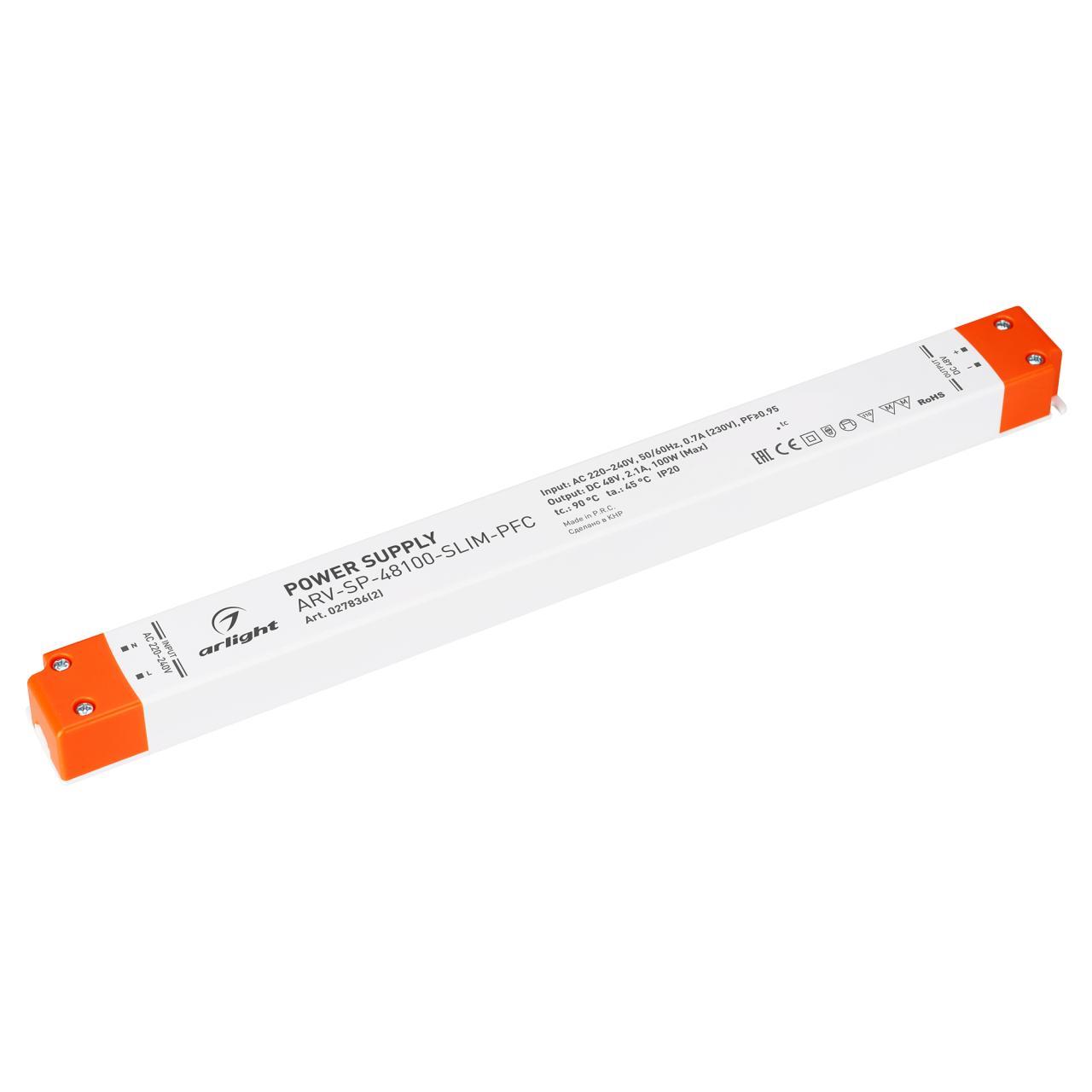 Блок питания Arlight ARV-SP-48100-SLIM-PFC (48V, 2.1A, 100W) 027836(2)