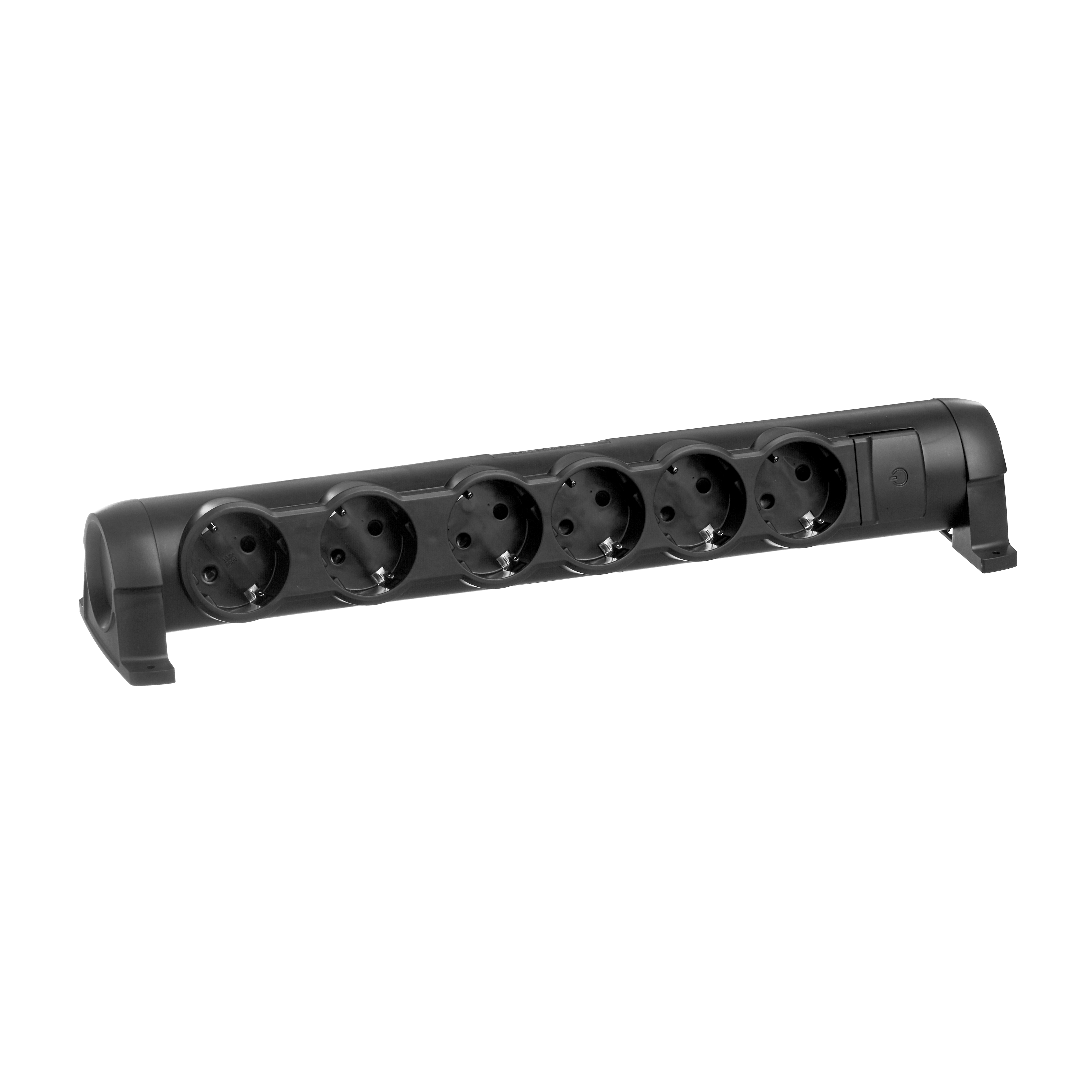 Legrand Комфорт Черный Удлинитель 6x2К+З с выкл., без кабеля, фиксир. поворотный блок, возможно крепление к стене