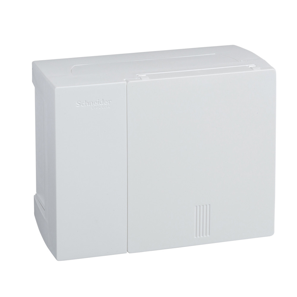 Schneider Electric RESI9 MP (Mini Pragma) Бокс навесной с белой дверью 1 ряд/6 модулей, IP40, IK07, 63А, 2 клеммы, Италия
