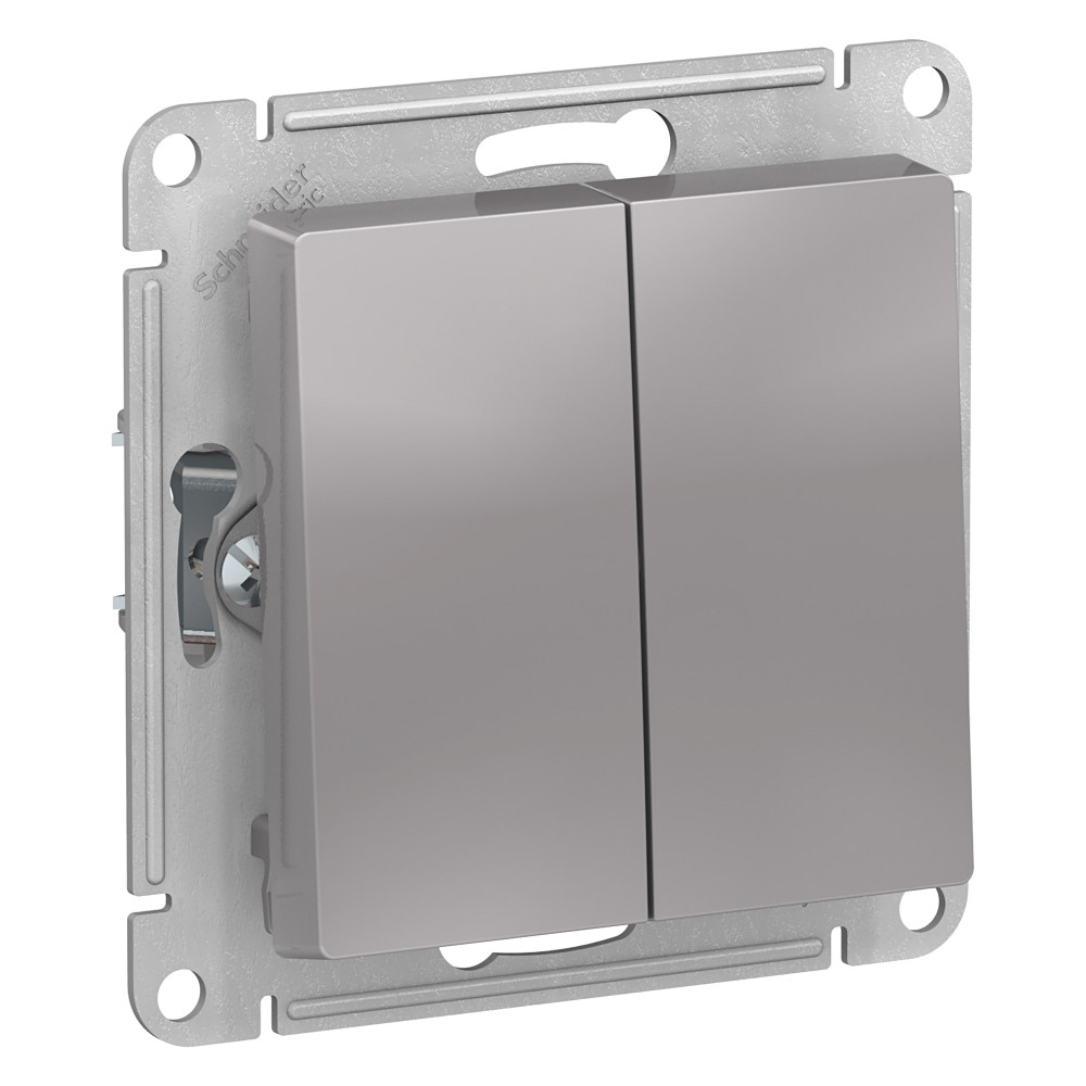 Systeme Electric AtlasDesign Алюминий Переключатель 2-клавишный сх.6, 10АХ, механизм
