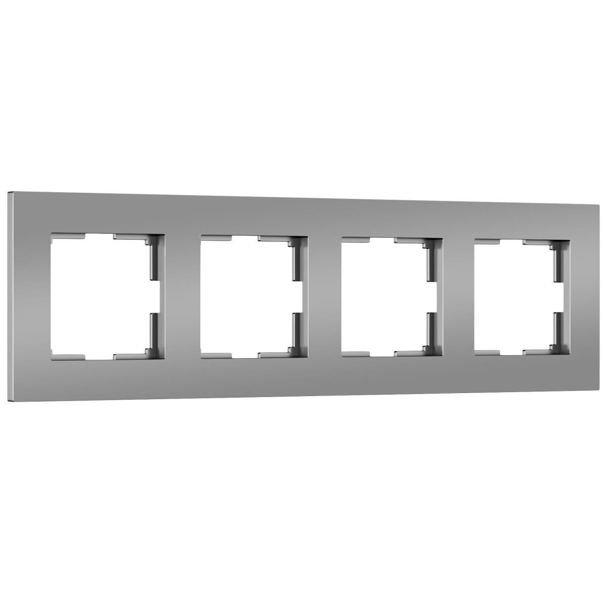Рамка на 4 поста Werkel Slab серебро софт W0042965 4690389193545