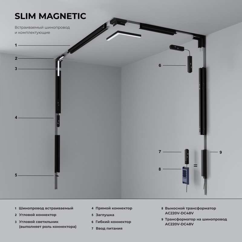 Коннектор Elektrostandard 85099/00 Slim Magnetic Гибкий коннектор