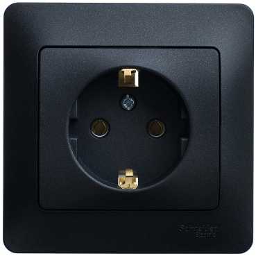 Systeme Electric Glossa Антрацит Розетка с/з, 16А (в сборе)