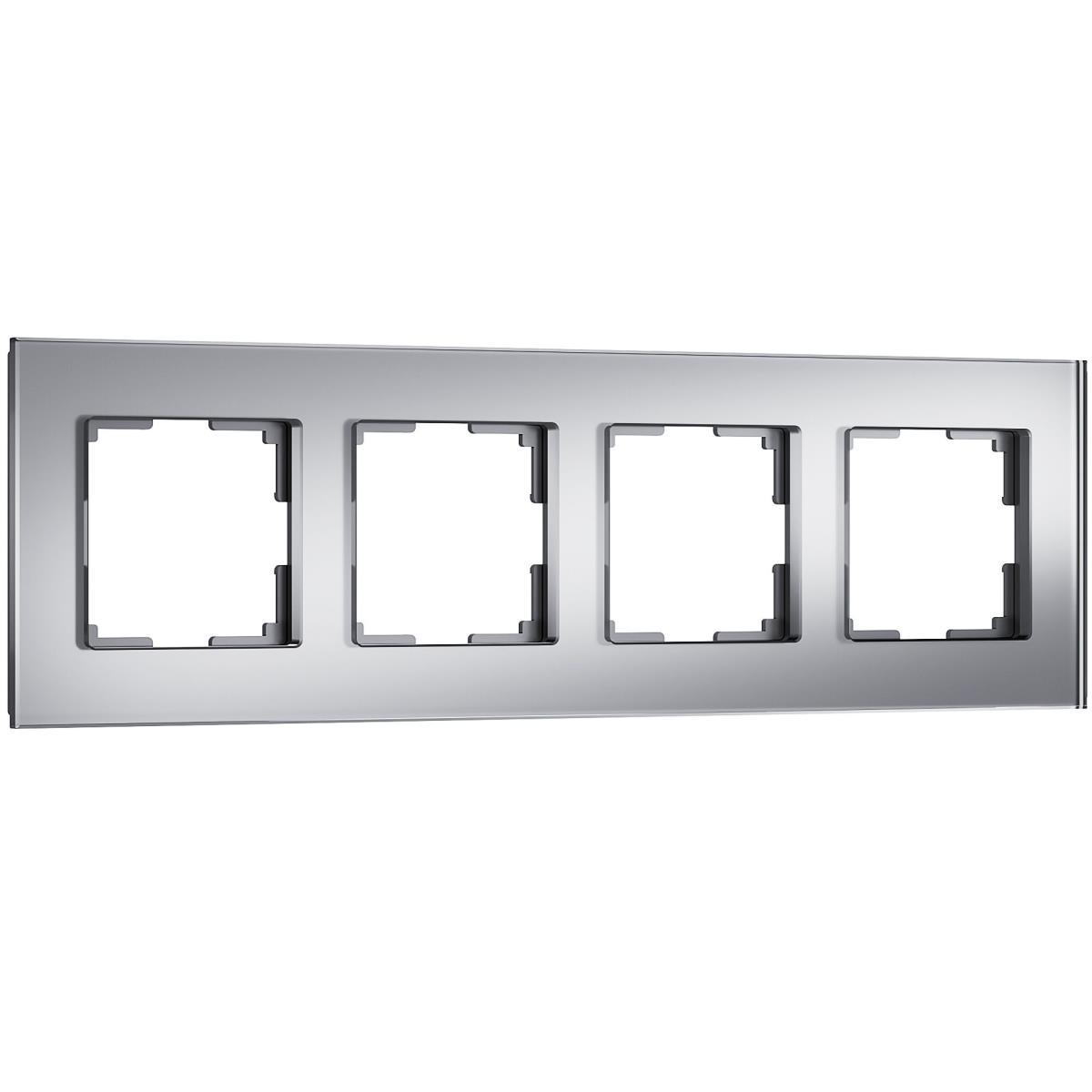 Рамка на 4 поста Werkel Senso серебряный стекло soft-touch W0043106 4690389200489