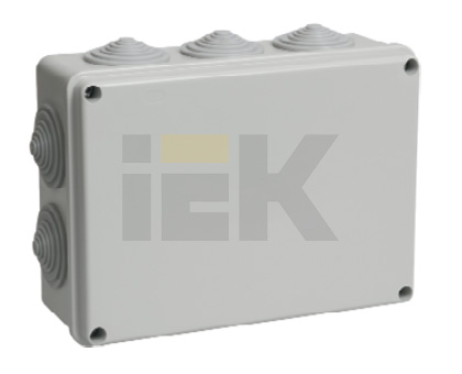 IEK Коробка КМ41243 распаячная для о/п 190х140х70 мм IP44 (RAL7035, 10 гермовводов)