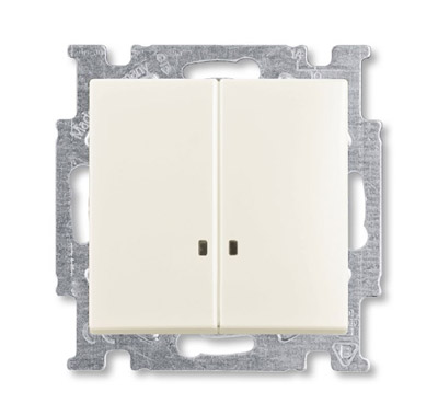 ABB BJB Basic 55 Шале (бел) Выключатель 2-клавишный с подсветкой