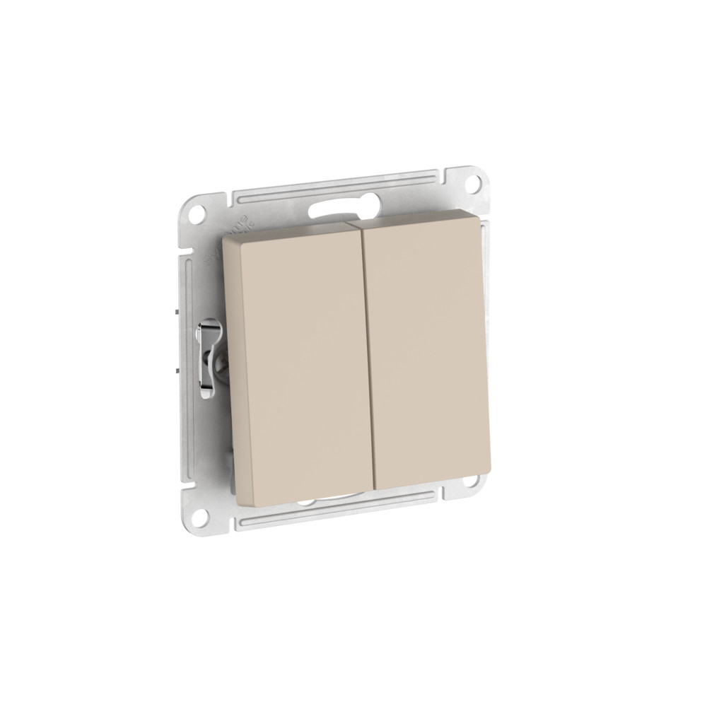Systeme Electric AtlasDesign Песочный Выключатель 2-клавишный, сх.5, 10АХ, мех., быстрозажим. клем.