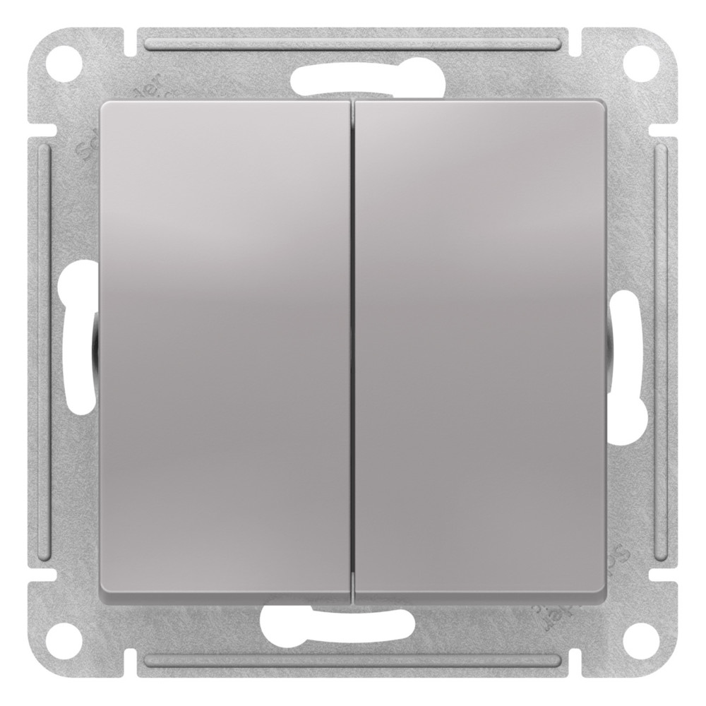 Systeme Electric AtlasDesign Алюминий Переключатель 2-клавишный перекрестный, 2 x сх. 7, 10АХ, механизм