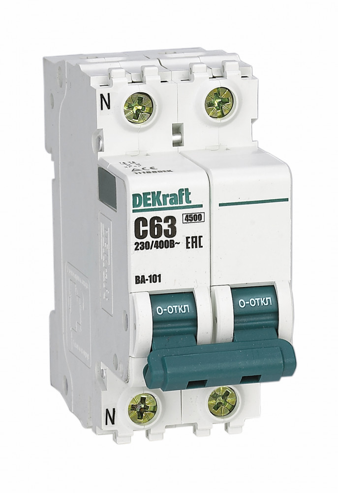 Dekraft Автоматический выключатель 1P+N63Ах-каCВА-1014,5кА