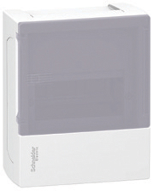 Schneider Electric RESI9 MP (Mini Pragma) Бокс навесной с белой дверью 1 ряд/6 модулей, IP40, IK07, 63А, 2 клеммы, Италия