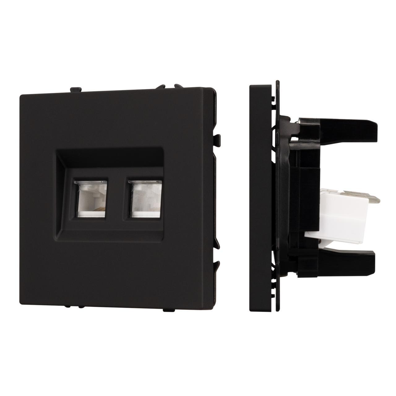 Механизм сдвоенной компьютерной розетки SCT-NOBE-MPC2-SFPL-BK (RJ-45, CAT6) Arlight 054313