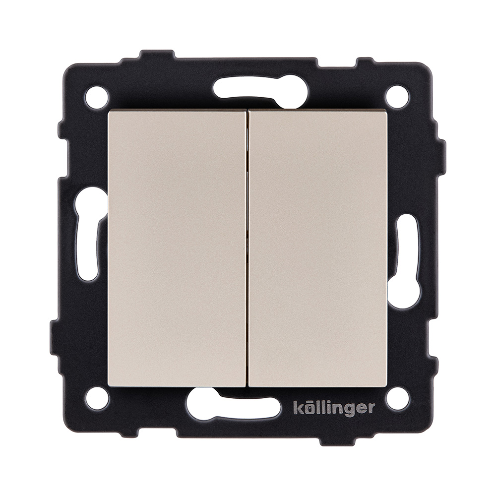 Двухклавишный перекрестный выключатель 10А/250В Золотой Kollinger Reflex, Aspekt и Eleganz REA-704GD