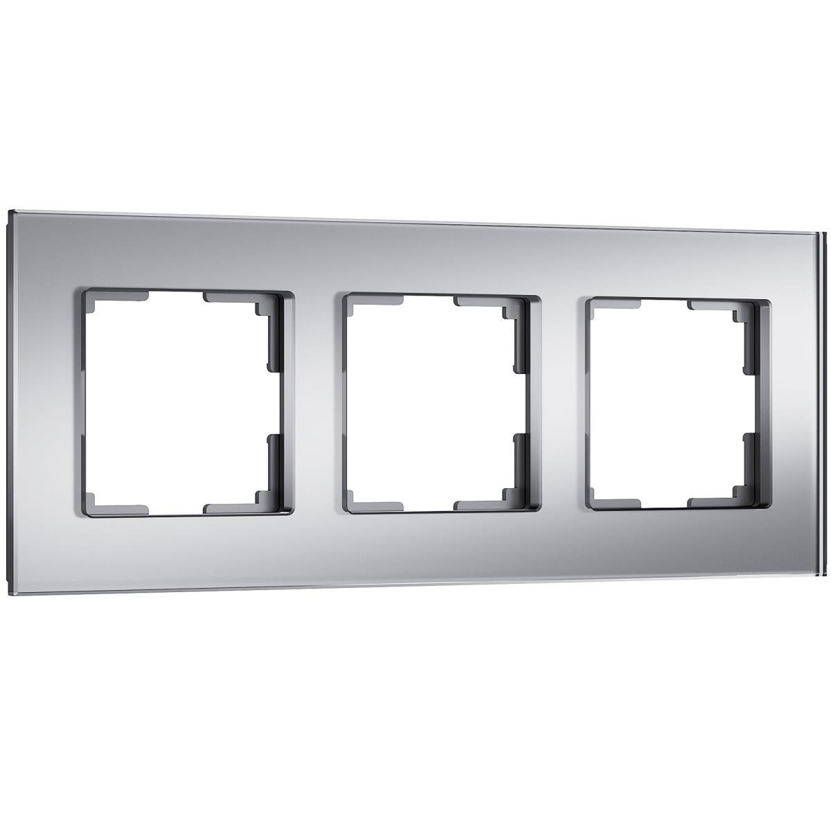 Рамка на 3 поста Werkel Senso серебряный стекло soft-touch W0033106 4690389200427