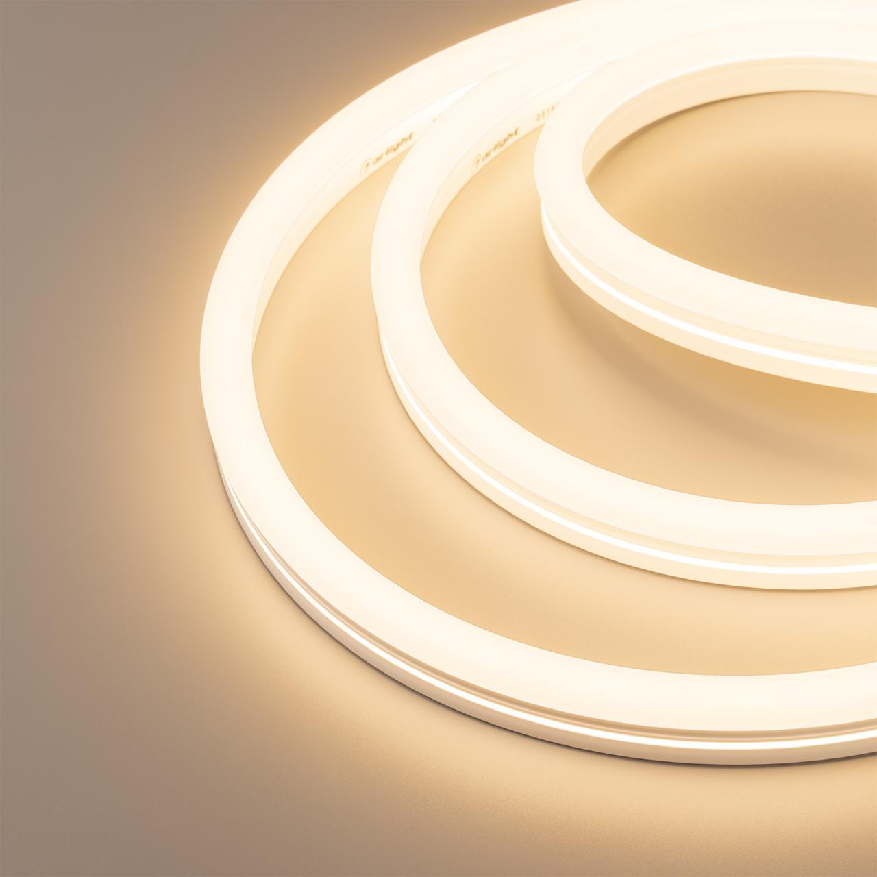 Светодиодная лента герметичная MOONLIGHT-SIDE-X336-12x24mm 230V Warm2700 (11 W/m, IP65, 50m, wire x1) Arlight 055520