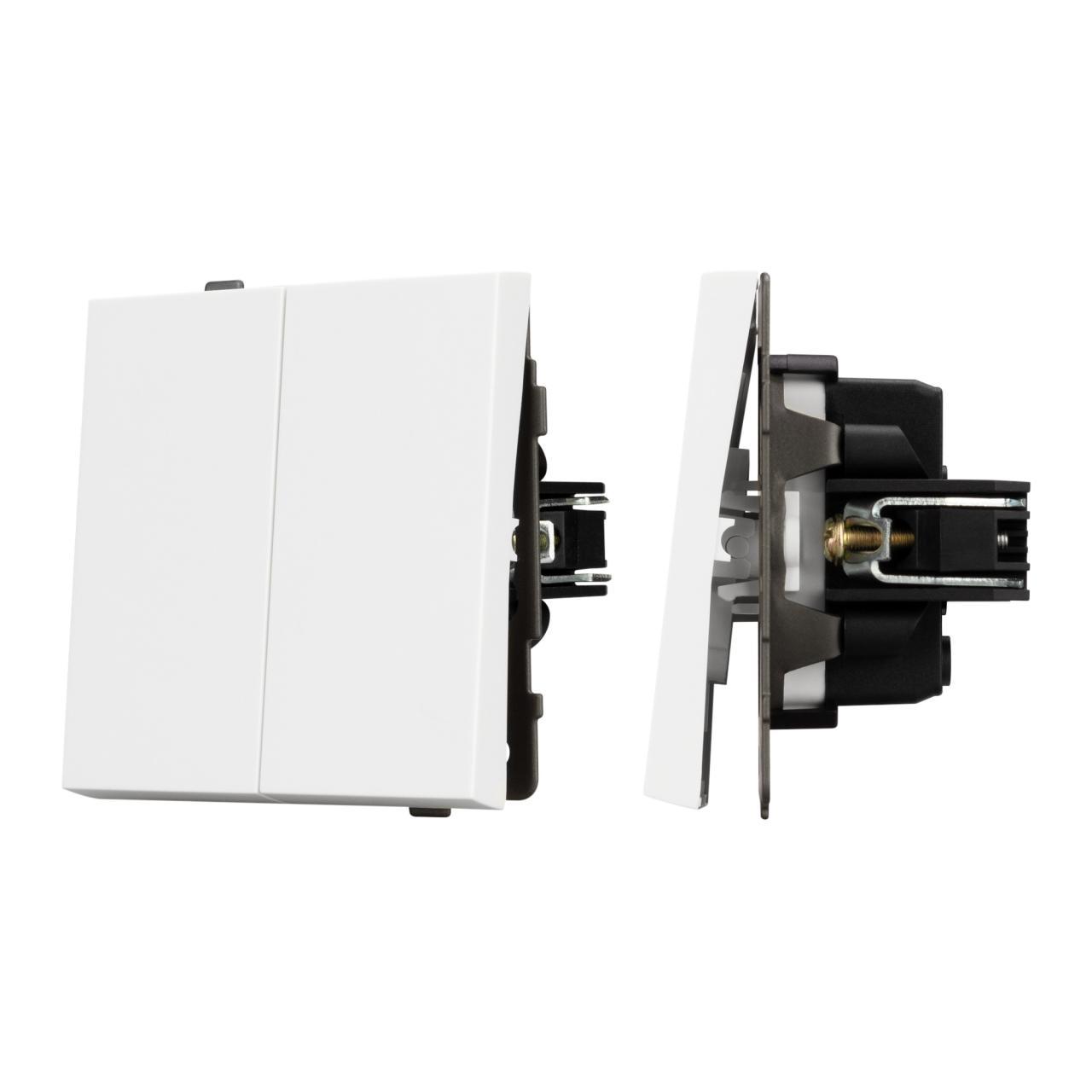 Механизм выключателя двухклавишный непроходной SWT-TENDO-MK02-PL-WH (230V, 10A) Arlight 054058