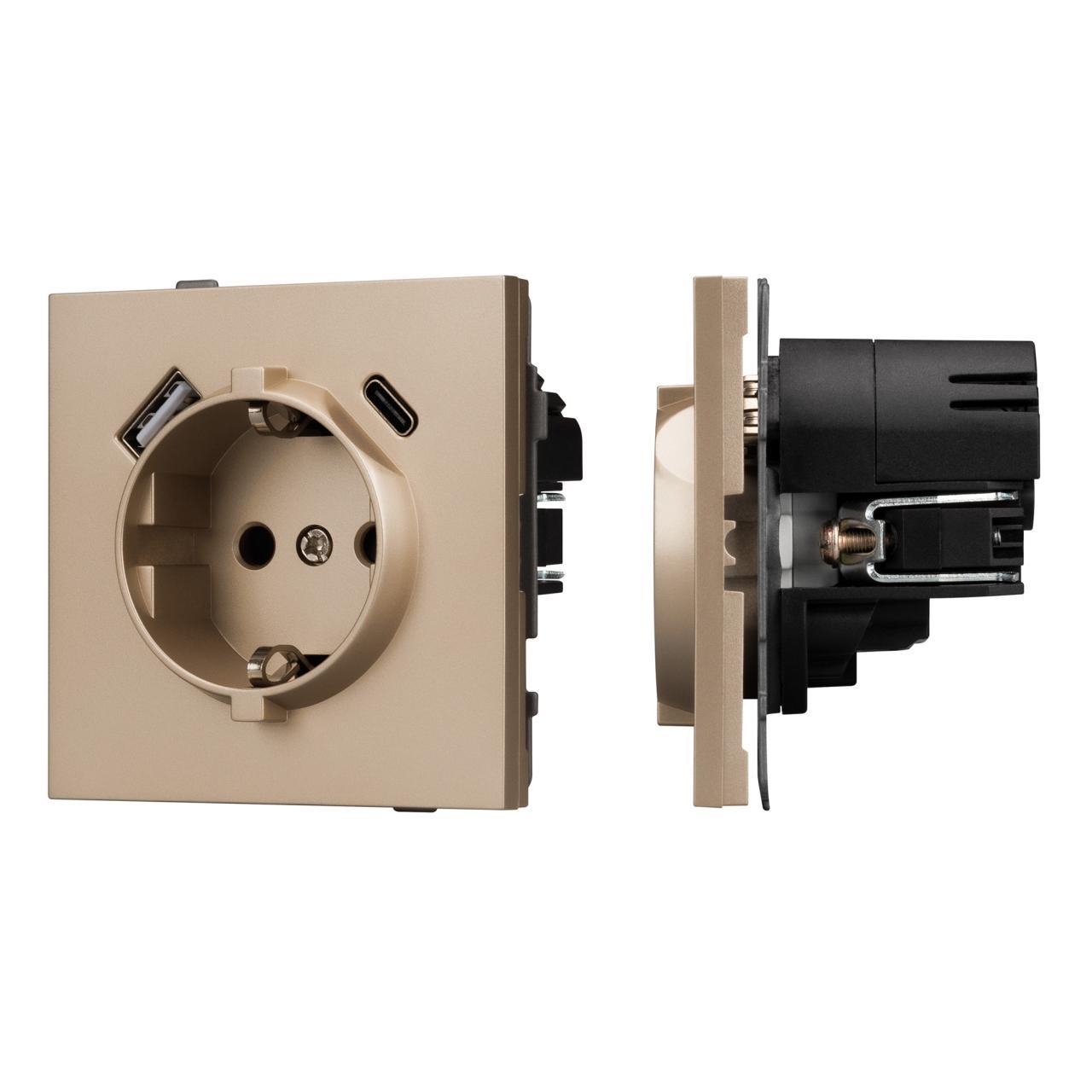 Механизм розетки с USB зарядкой SCT-TENDO-MUAC-PL-GD (230V, 16A) Arlight 054089
