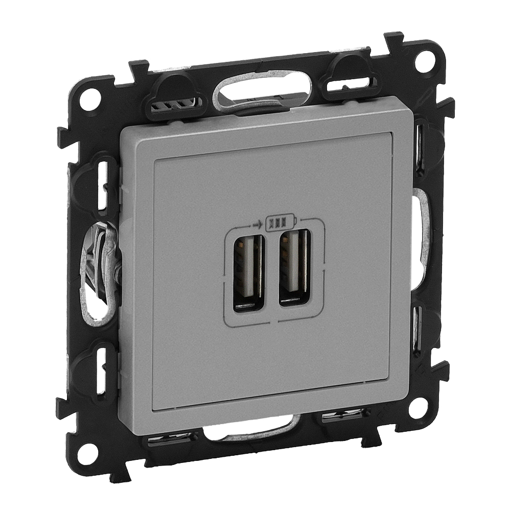 Legrand Valena LIFE DIY Алюм Розетка 2-ая USB 240В/5В 1500мА