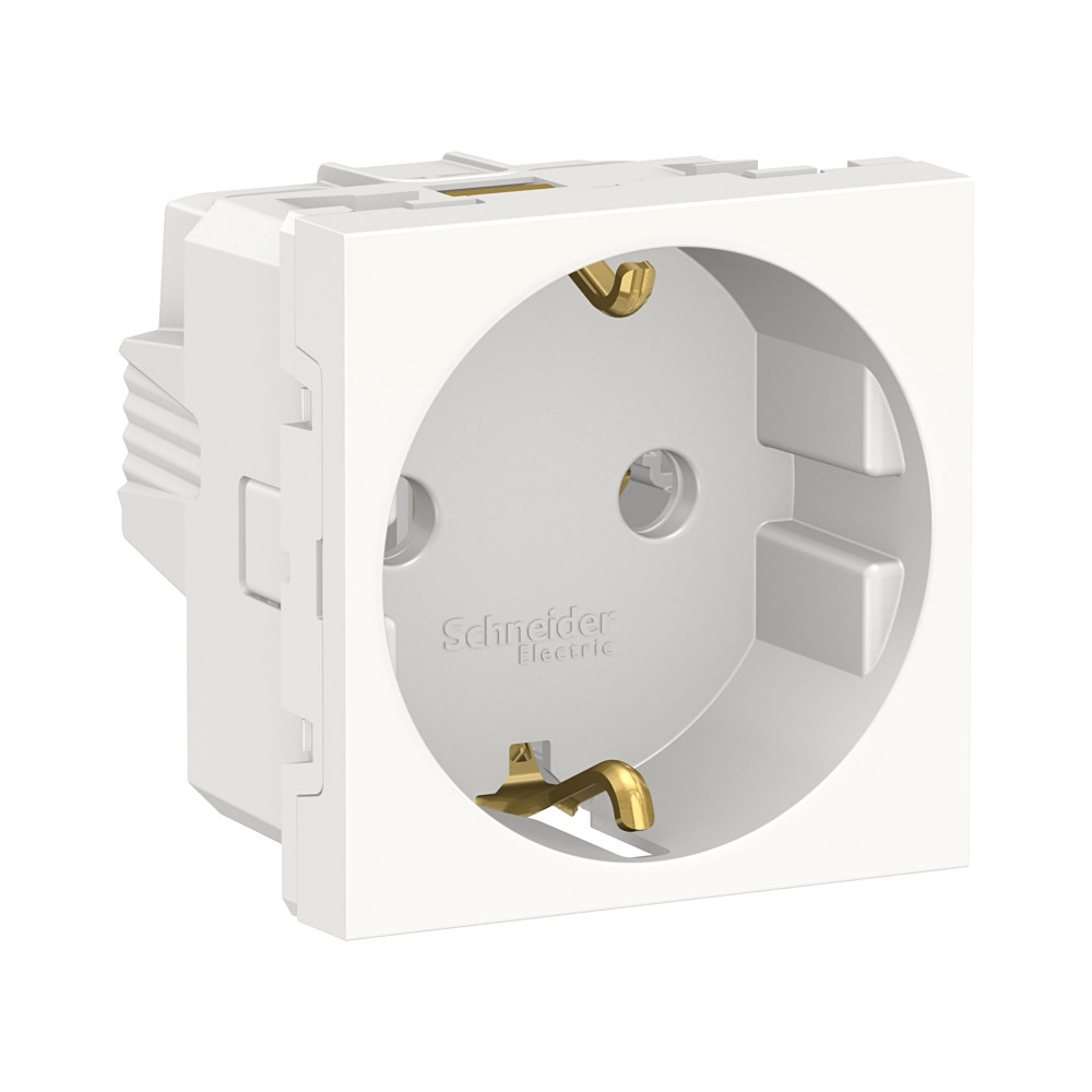 Schneider Electric Unica Modular Бел Розетка с/з без шторок, винт. зажим, 16А, 250В, 2 модуля