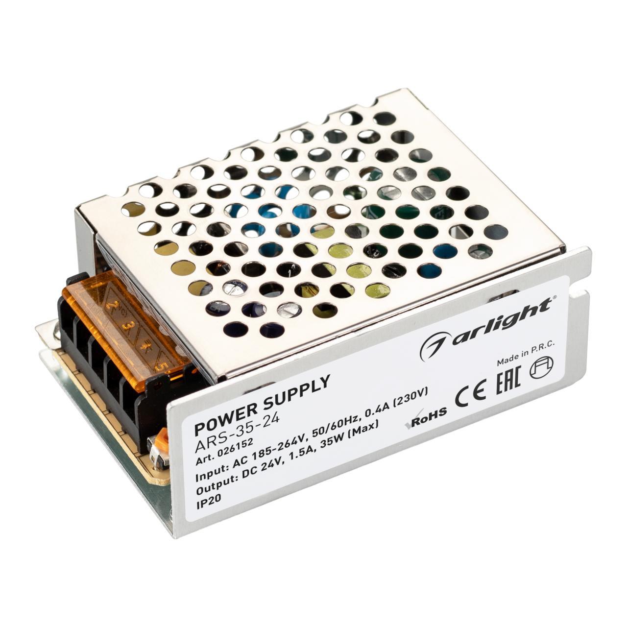 Блок питания Arlight ARS-35-24 24V 35W IP20 1,5A 026152