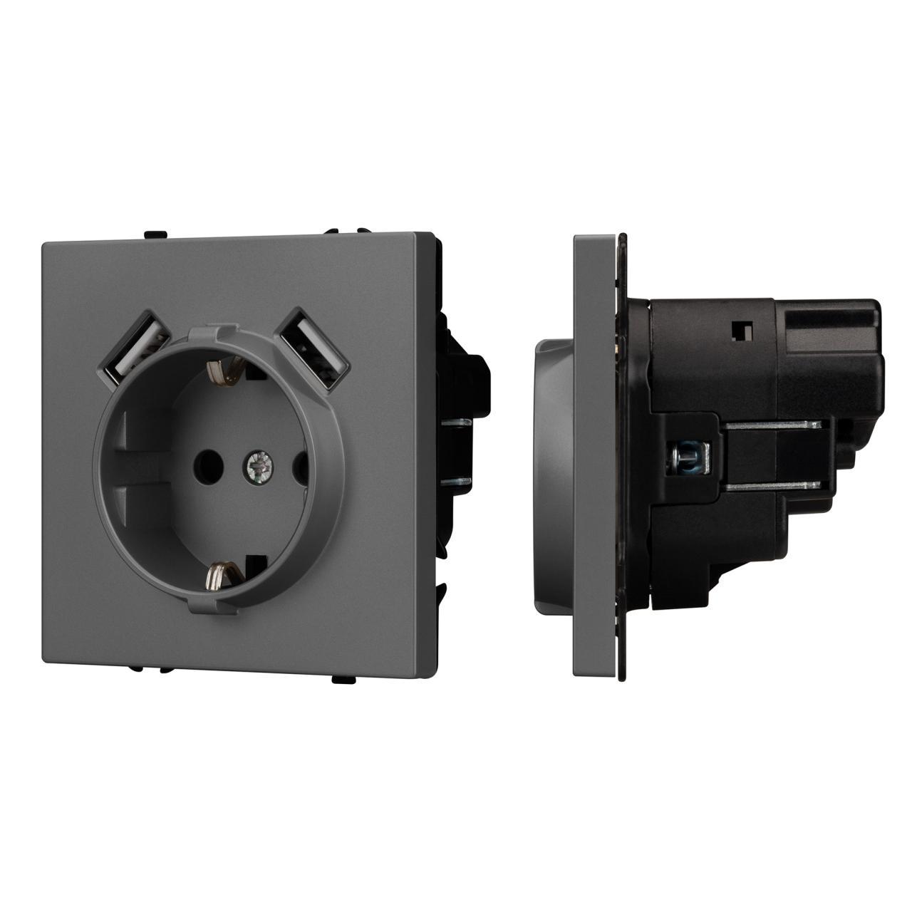 Механизм розетки с USB зарядкой SCT-NOBE-MUAA-SFPL-GR (230V, 16A) Arlight 054291