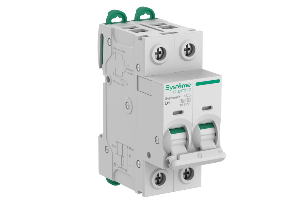 Systeme Electric Systeme9 Автоматический выключатель (АВ) D 1A 2P 10kA 400В