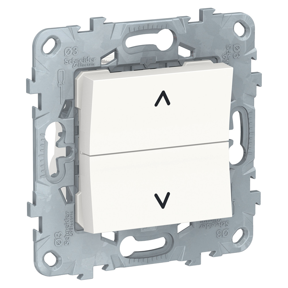 Schneider Electric Unica New Бел Выключатель для жалюзи, 2-клавишный, кнопочный, 2 х сх. 4