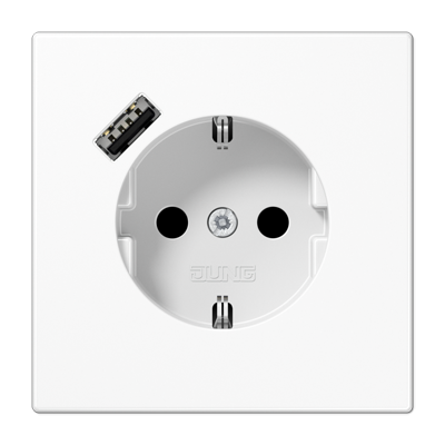 JUNG Schuko Белый Розетка 2К+З 16А 250В~, с разъемом USB Typ A