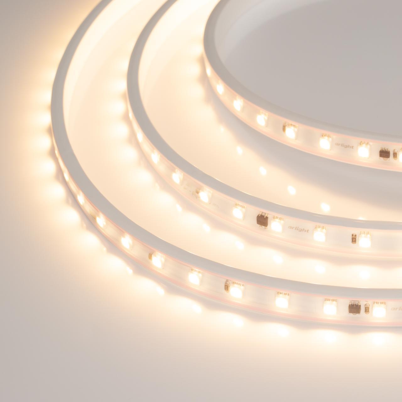 Светодиодная влагозащищенная лента Arlight 8W/m 54LED/m 5060SMD теплый белый 50M 027059(2)