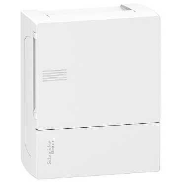 Schneider Electric RESI9 MP (Mini Pragma) Бокс навесной с белой дверью 1 ряд/6 модулей, IP40, IK07, 63А, 2 клеммы, Италия