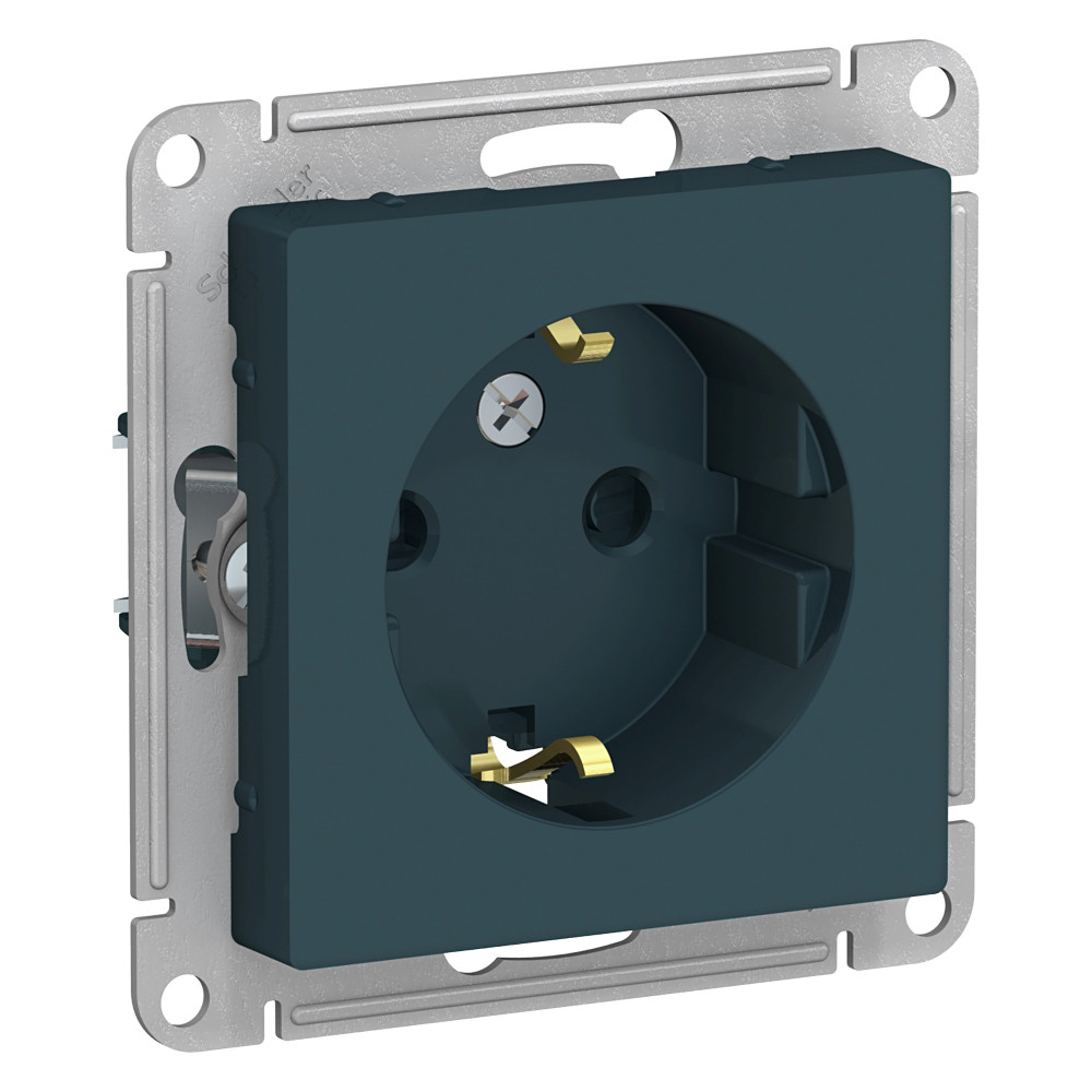 Systeme Electric AtlasDesign Изумруд Розетка с/з со шторками, 16А, механизм