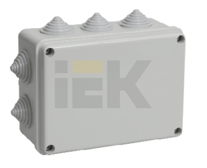 IEK Коробка КМ41241 распаячная для о/п 150х110х70 мм IP44 (RAL7035, 10 гермовводов)