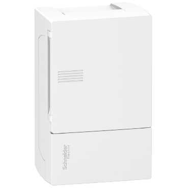 Schneider Electric RESI9 MP (Mini Pragma) Бокс навесной с белой дверью 1 ряд/4 модуля, IP40, IK07,50А, 2 клеммы, Италия