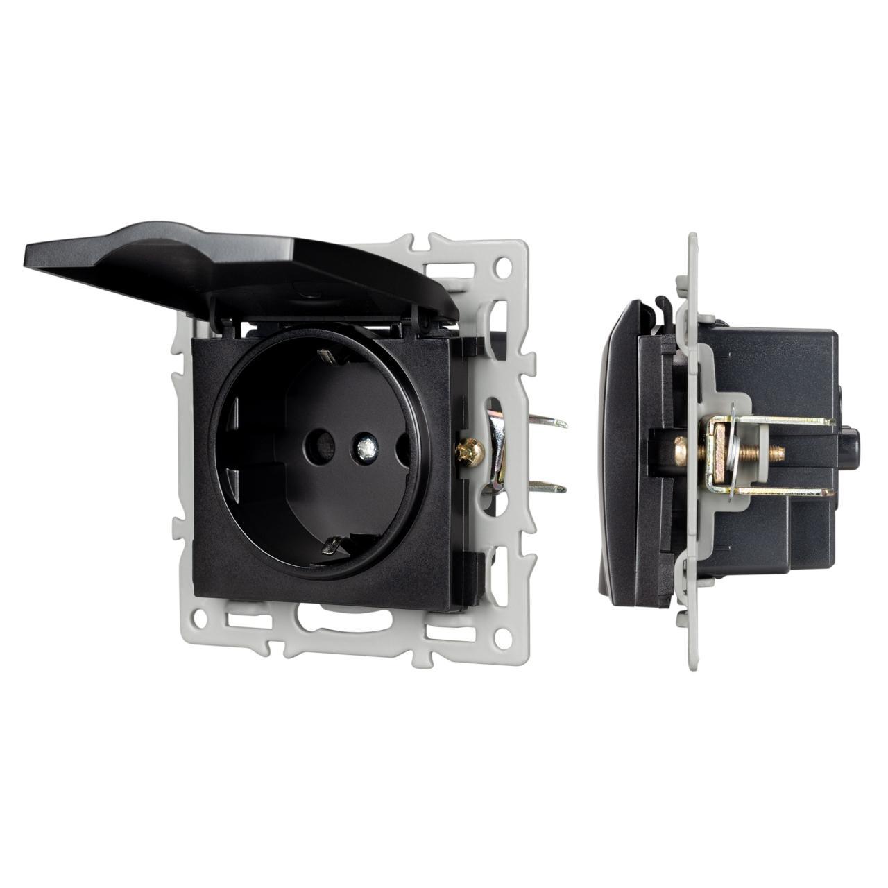 Механизм розетки влагозащищённый SCT-MCP-PL-BK (250V, 16A) Arlight 043746