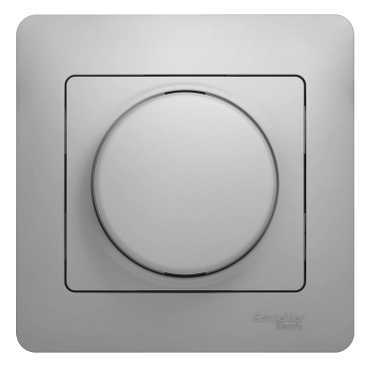 Systeme Electric Glossa Алюминий Светорегулятор (диммер) поворотный, 300Вт (в сборе с рамкой)