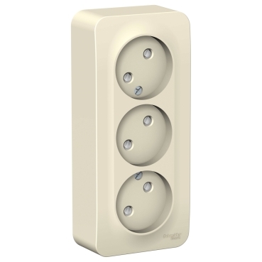 Systeme Electric Blanca наруж Молочная Розетка 3-ая б/з со шторками 16А, 250В, изолир. пластина