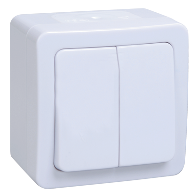 IEK GERMES PLUS ВС20-2-0-ГПБ Выключатель 2кл о/у IP54 (цвет клавиши:белый)