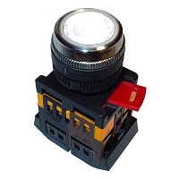 IEK Кнопка ABLFS-22 белый d22мм неон/240В 1з+1р