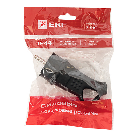 EKF Basic Вилка угловая каучуковая с кольцом 230В 2P+PE 16A IP44