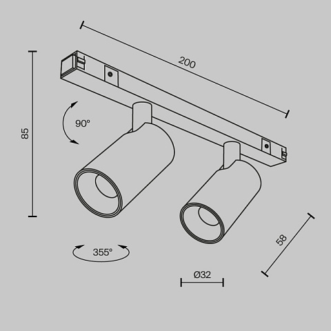 Светильник на шине Maytoni TR176-1-2X5WTW-M-B