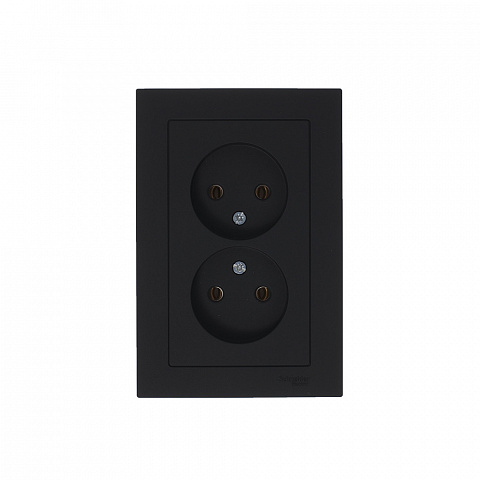 Systeme Electric AtlasDesign Карбон Розетка б/з двойная, 16А, в сборе