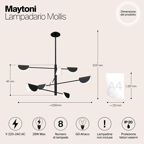 Люстра на штанге Maytoni MOD126PL-08B