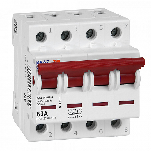 КЭАЗ OptiDin ВМ63PL Выключатель нагрузки 4P 63А 400В (BM63PL-463-УХЛ3)