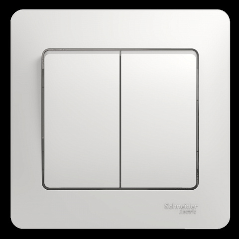 Systeme Electric Glossa Бел Выключатель 2-клавишный, сх.5, 10АХ (в сборе с рамкой)