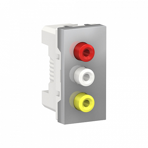 Schneider Electric Unica Modular Алюминий Розетка 3 RCA, 2 модуля