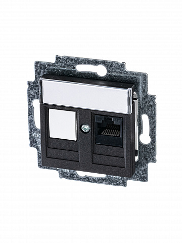 ABB EPJ Levit антрацит / дымчатый чёрный Розетка компьютерная RJ45 кат,5e+заглуш,, антрацит