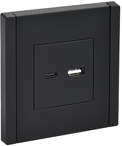 IEK FORTE&PIANO Черный Розетка USB A+C 3,1А FP150