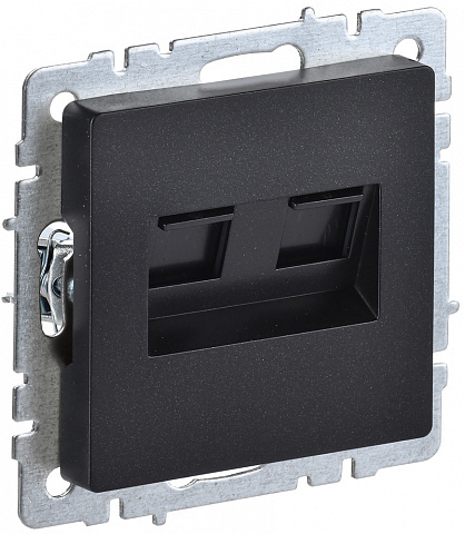 IEK BRITE BASE Черный Розетка комп. 2-ая RJ45 кат.6 РК11-2-БрЧ